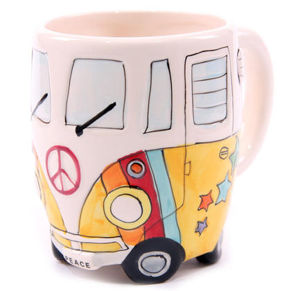 VW Camper Van Mug - Psychedelic Yellow